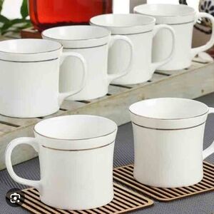 12 Empire Fine Bone China Cups Silver Trim - Like New